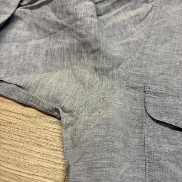 Theory Rotuma Linen Blend Chambray Button Up Shirt Men's Large Minimalist - Picture 9 of 10